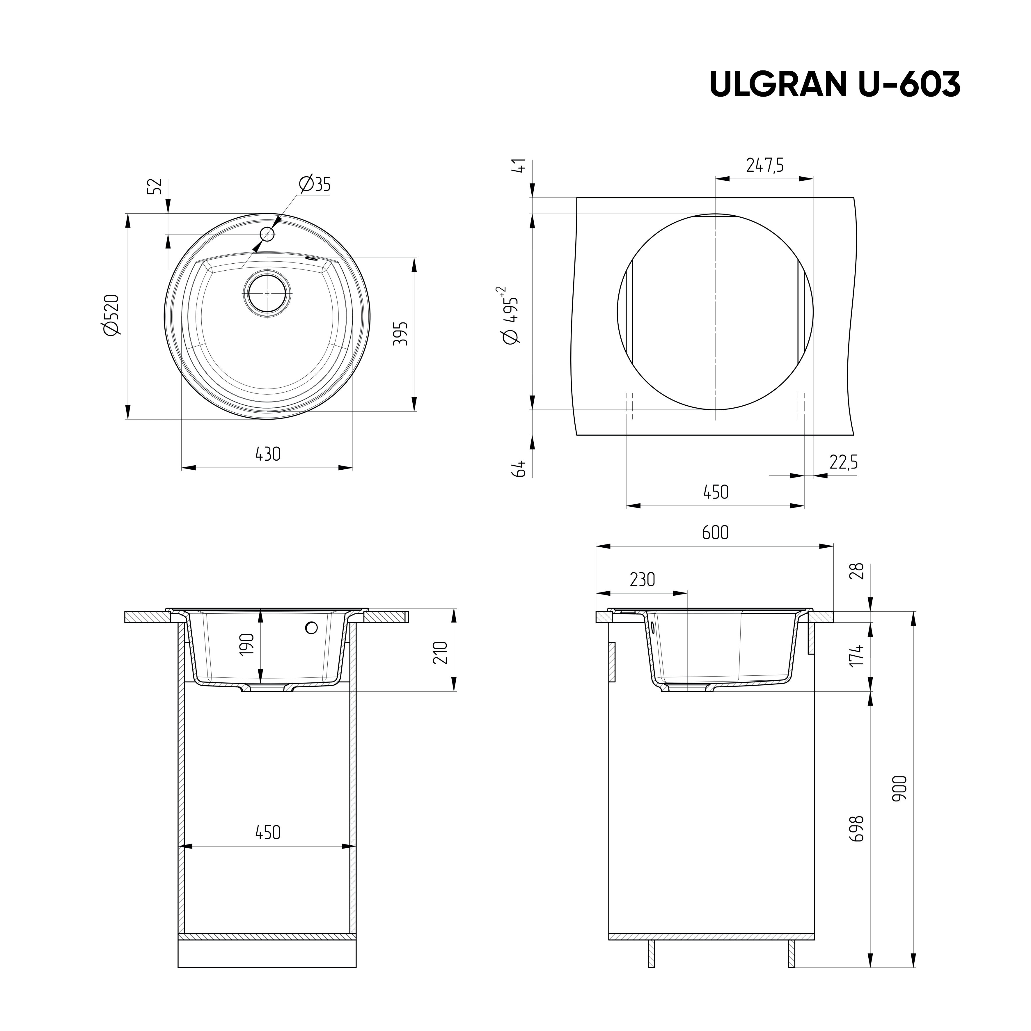 Мойка Ulgran U-603-331 белый